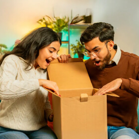 Abánico de tarjetas de crédito Platinum, Clásica y Oro con chip, dispuestas en perspectiva horizontal con fondo azul.