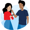 Ilustración de dos personas platicando.