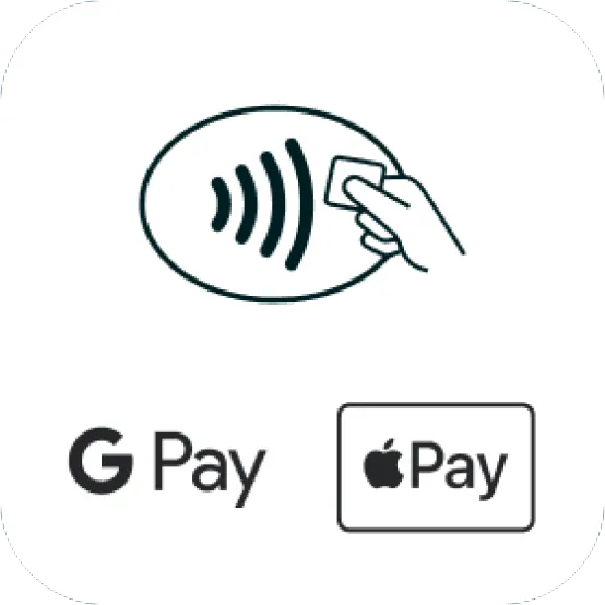 Los logos de pago sin contacto, Google Pay y Apple Pay.