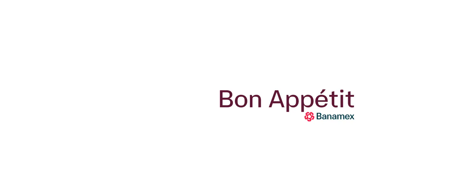Logotipo de Bon Appétit Banamex sobre fondo claro, programa de beneficios gastronómicos y experiencias culinarias para tarjetahabientes.