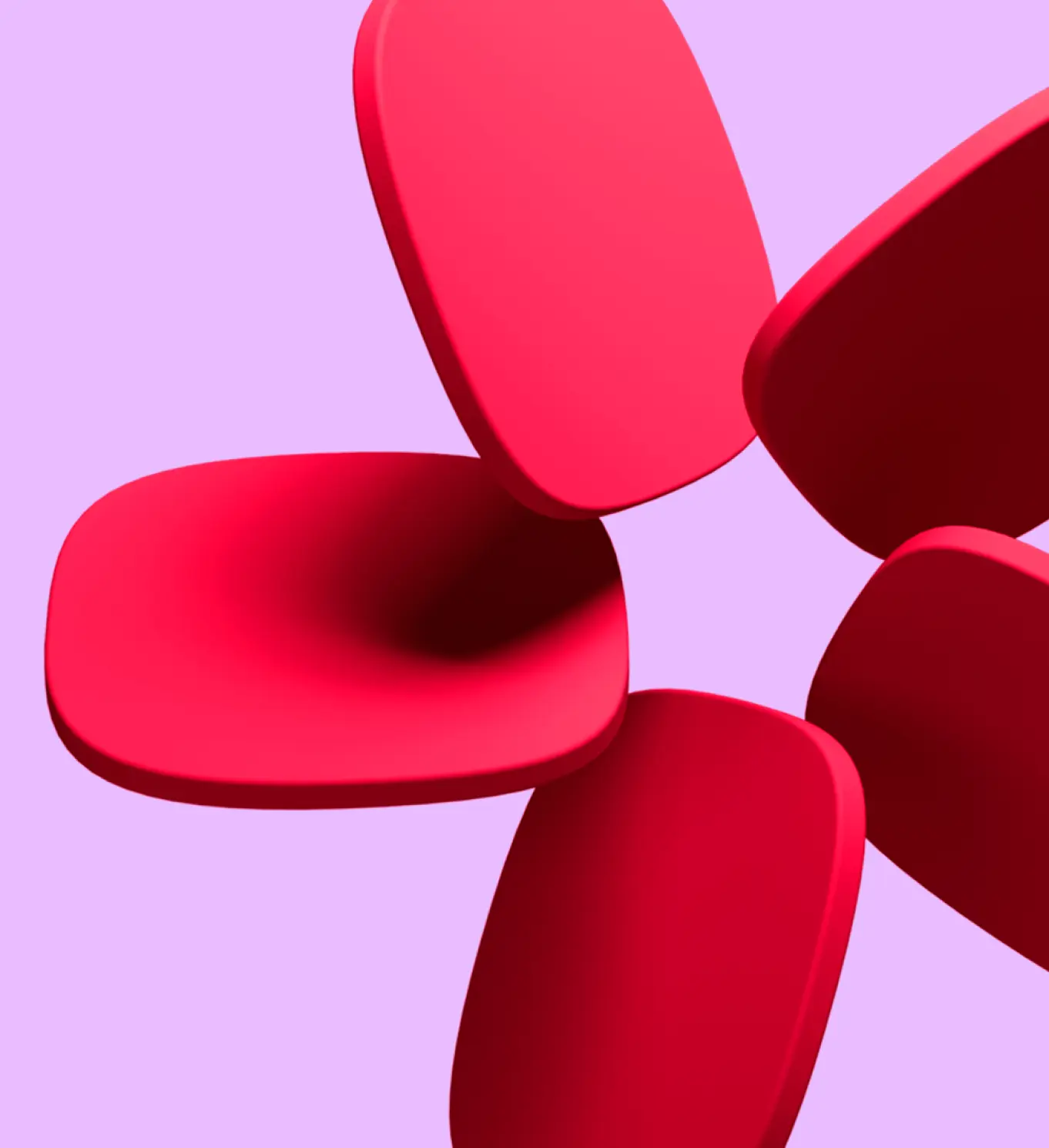 Formas abstractas en tonos rojos sobre fondo claro, representando innovación, dinamismo y la identidad visual de Banamex.