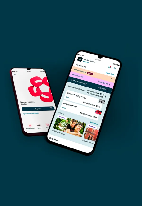 App Banamex en la pantalla de un celular.
