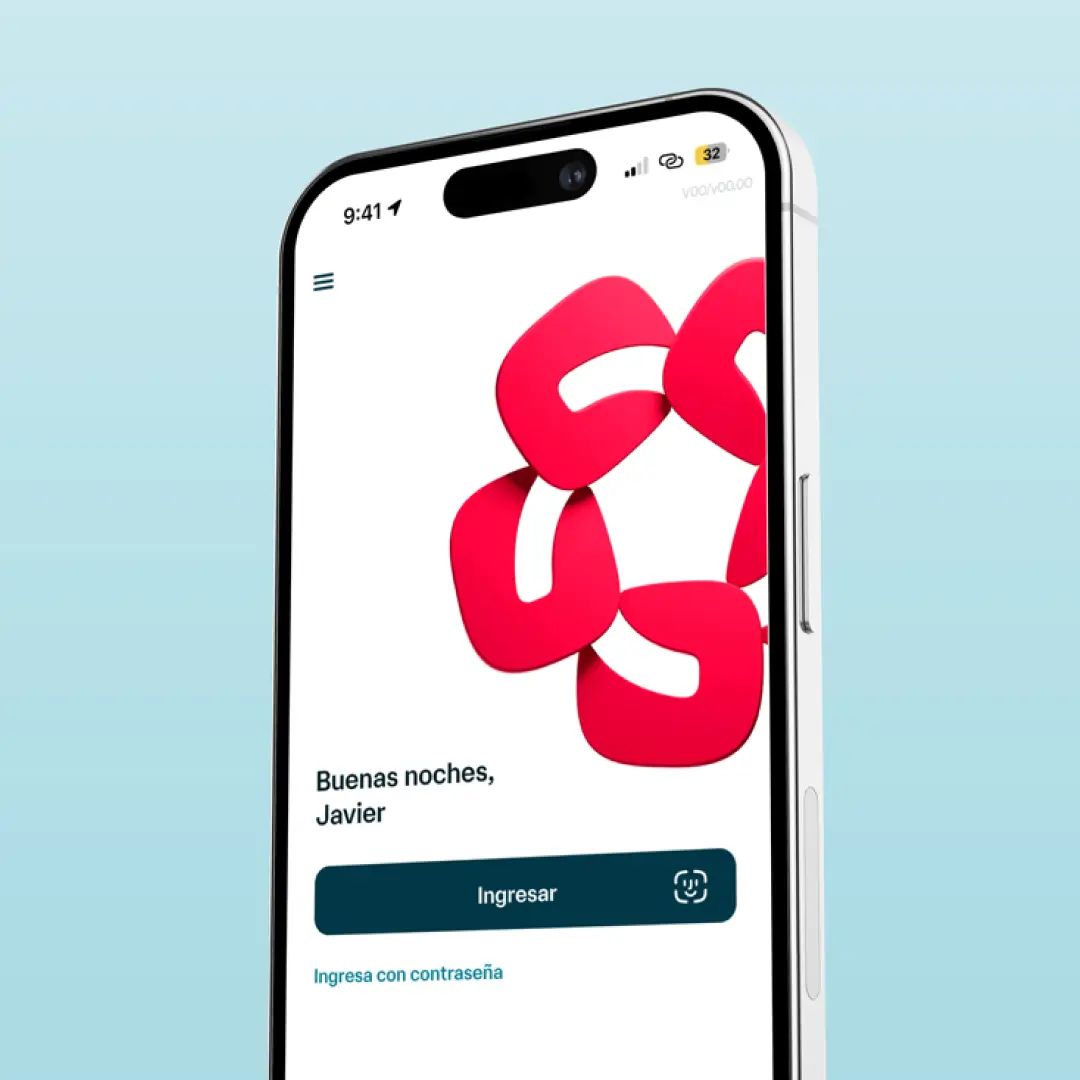 Pantalla de acceso de la app Banamex con autenticación biométrica y contraseña para ingresar de forma segura a servicios financieros digitales.
