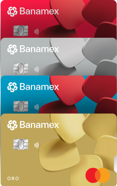 Abánico de tarjetas de crédito con chip Joy, Oro y Clásica colocadas verticalmente.