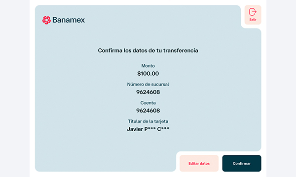 Revisa la información de tu transferencia