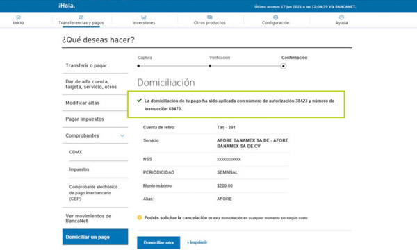 ¡Listo! Recibirás la confirmación de tu domiciliación