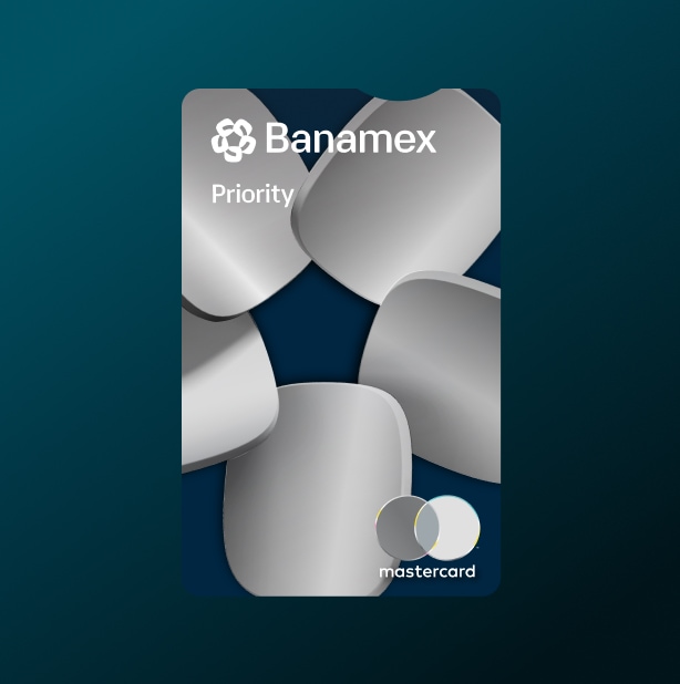 Tarjeta Priority Banamex con fondo azul.