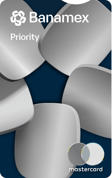 Tarjeta Priority Banamex con fondo azul.