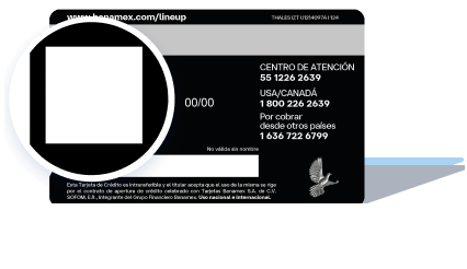 El reverso de la Tarjeta de Crédito LineUp Banamex mostrando un código QR.