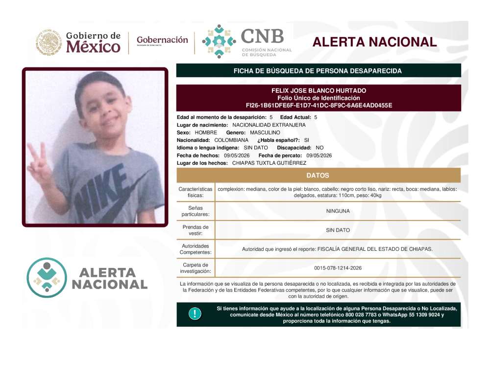 Persona desaparecida Felix Jose Blanco Hurtado