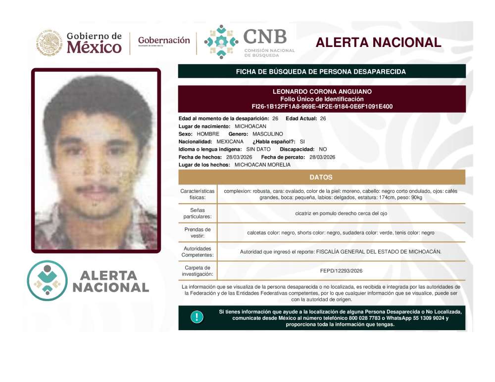 Persona desaparecida Leonardo Corona Anguiano