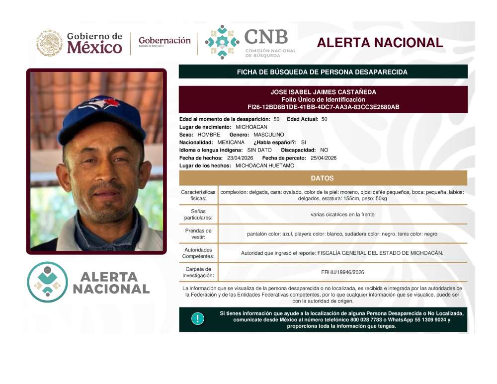 Persona desaparecida Jose Isabel Jaimes Castañeda