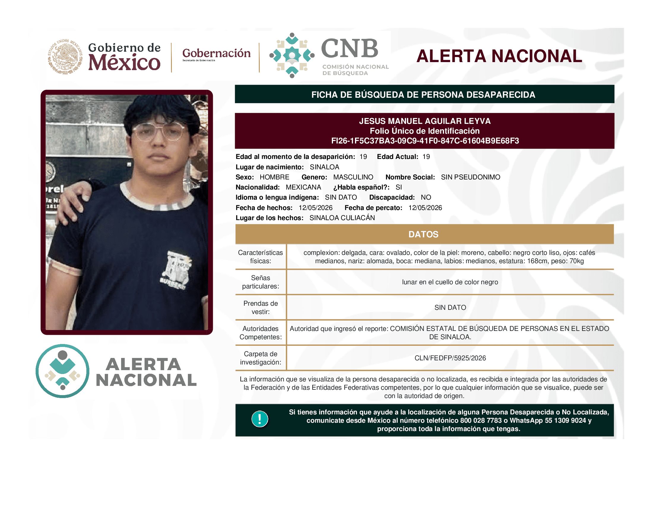Persona desaparecida Jesus Manuel Aguilar Leyva