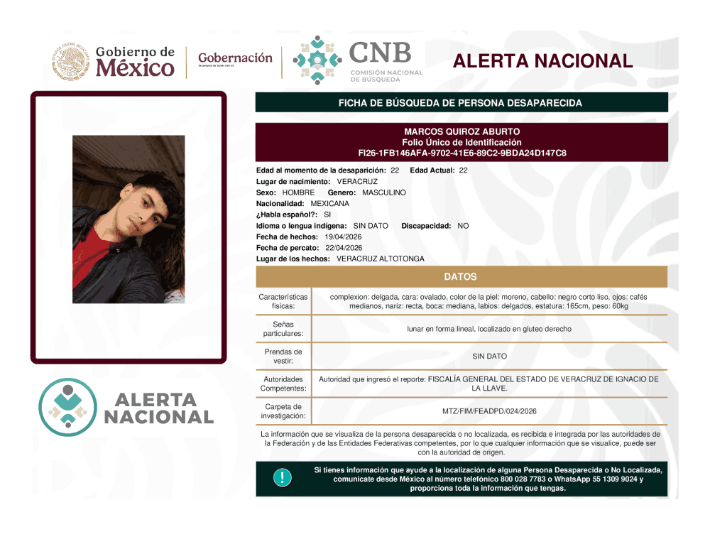 Persona desaparecida Marcos Quiroz Aburto