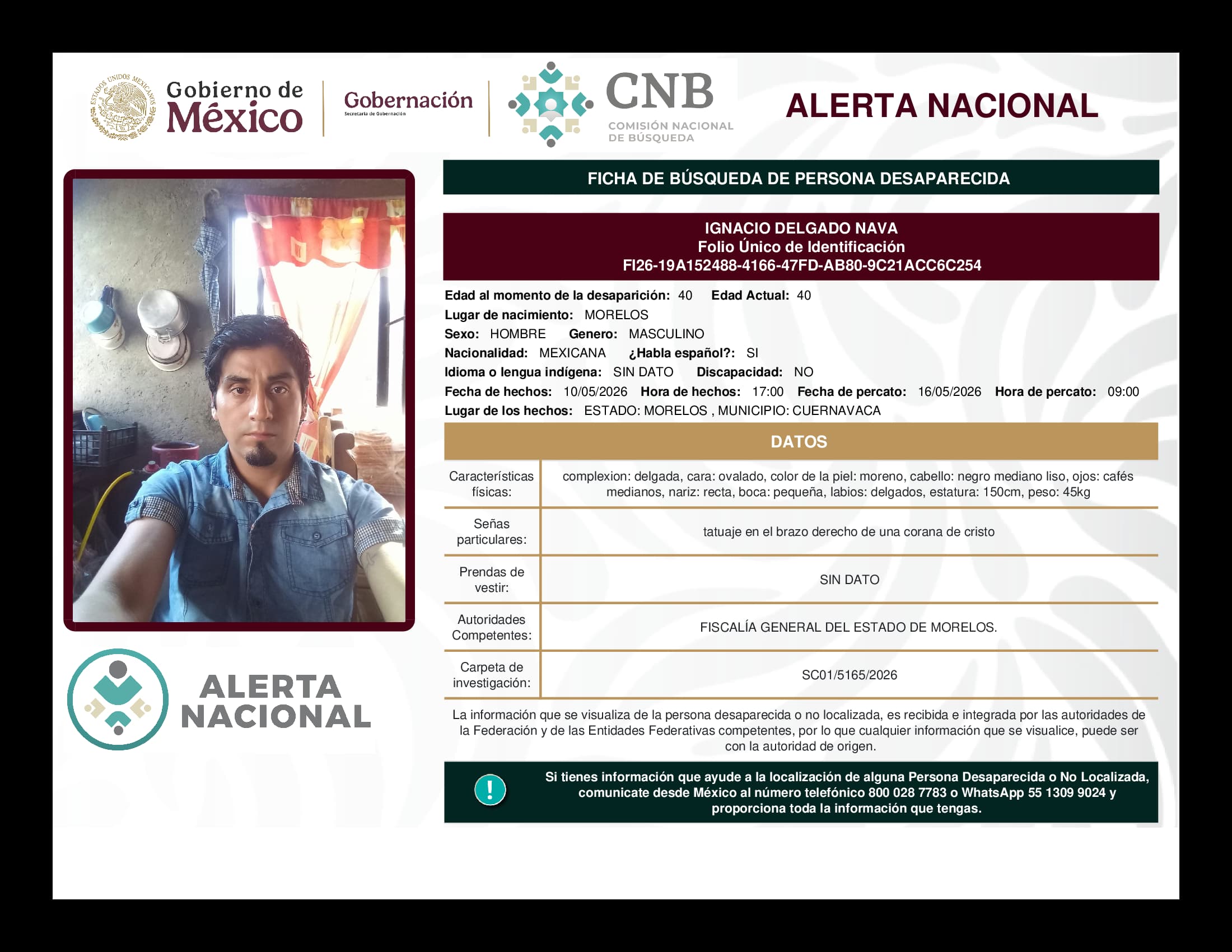 Persona desaparecida Ignacio Delgado Nava 