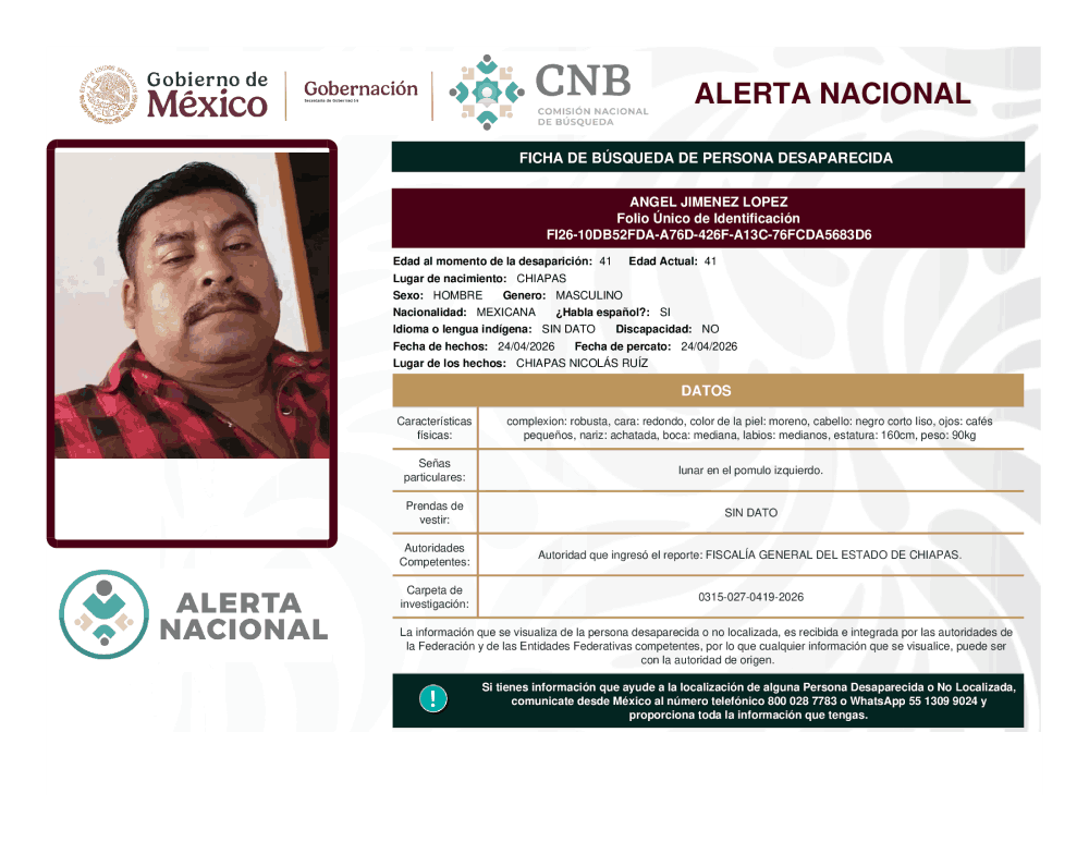 Persona desaparecida Ángel Jiménez López