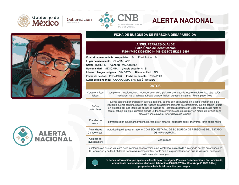 Persona desaparecida Ángel Perales Olalde