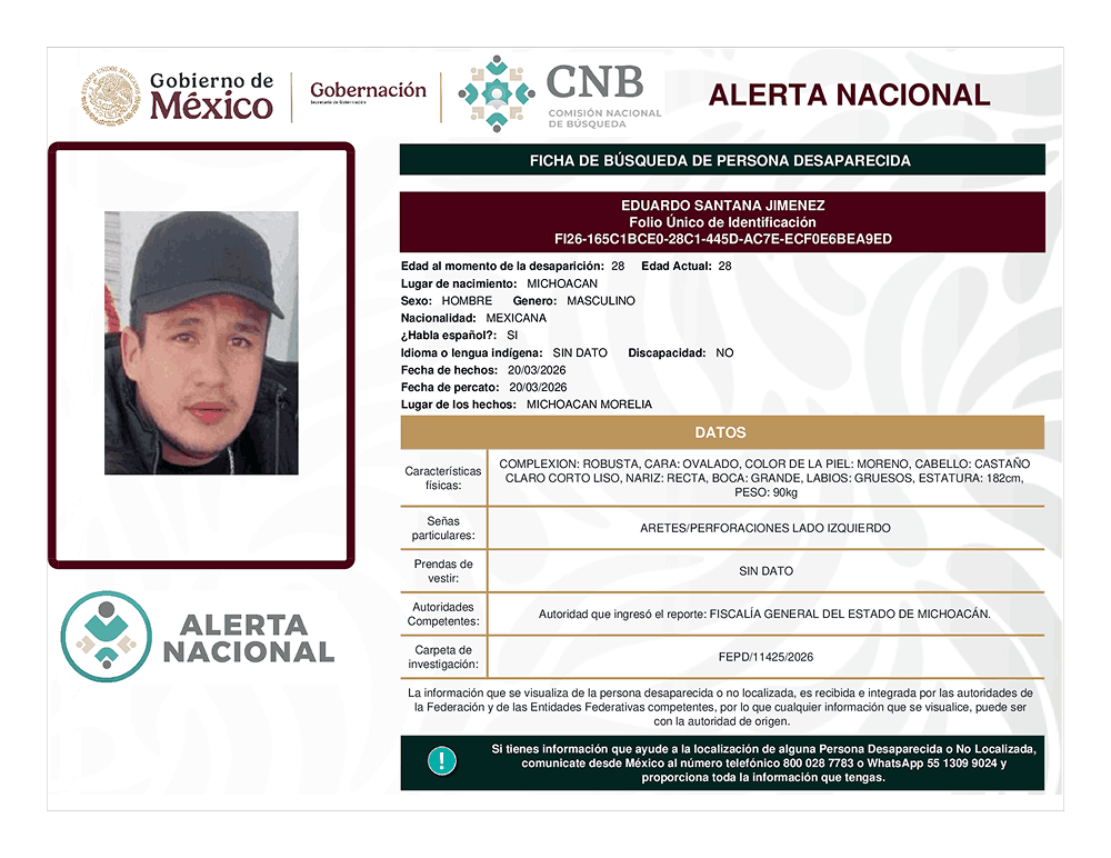 Persona desaparecida Eduardo Santana