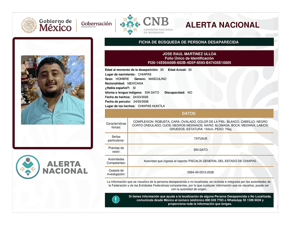 Persona desaparecida Jose Raul