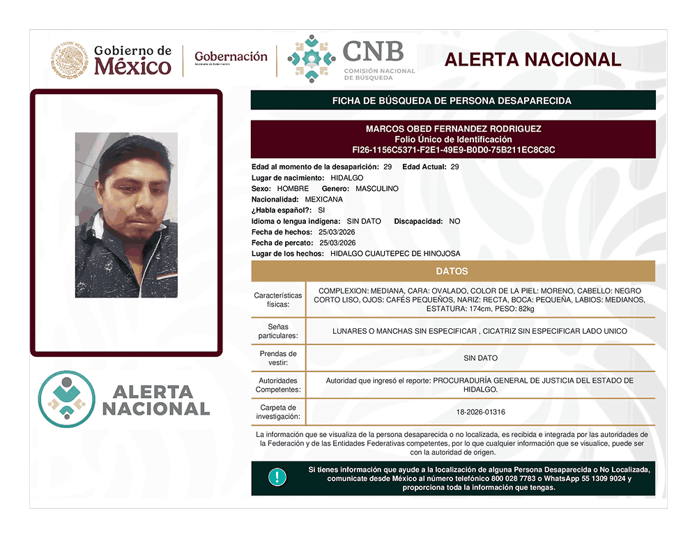 Persona desaparecida Marcos Obed