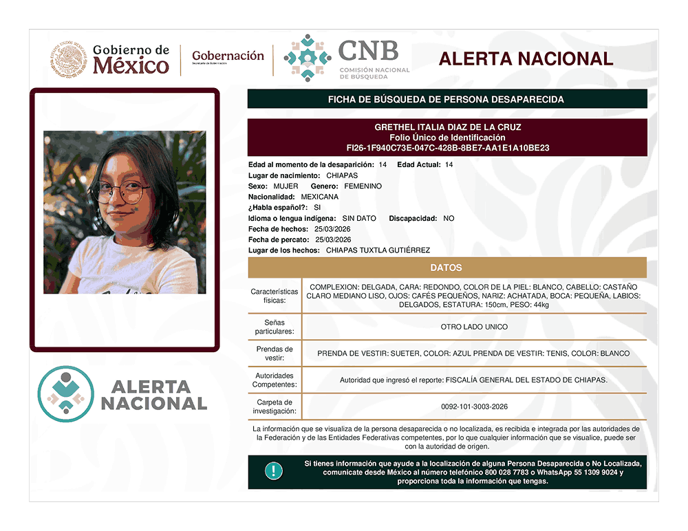 Persona desaparecida Grethel Italia