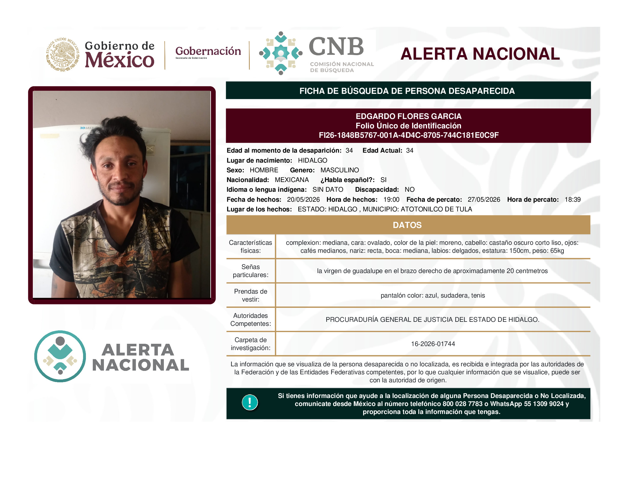 Persona desaparecida Edgardo Flores Garcia