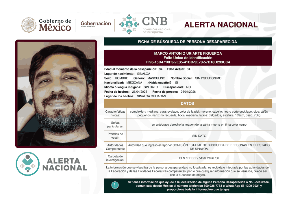 Persona desaparecida Marco Antonio Uriarte Figueroa