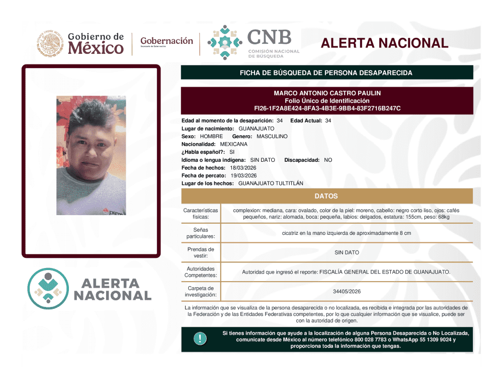 Persona desaparecida Marco Antonio Castro