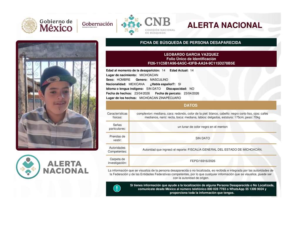 Persona desaparecida Leobardo García Vázquez
