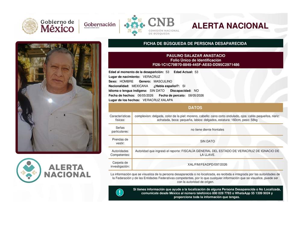 Persona desaparecida Paulino Salazar Anastacio