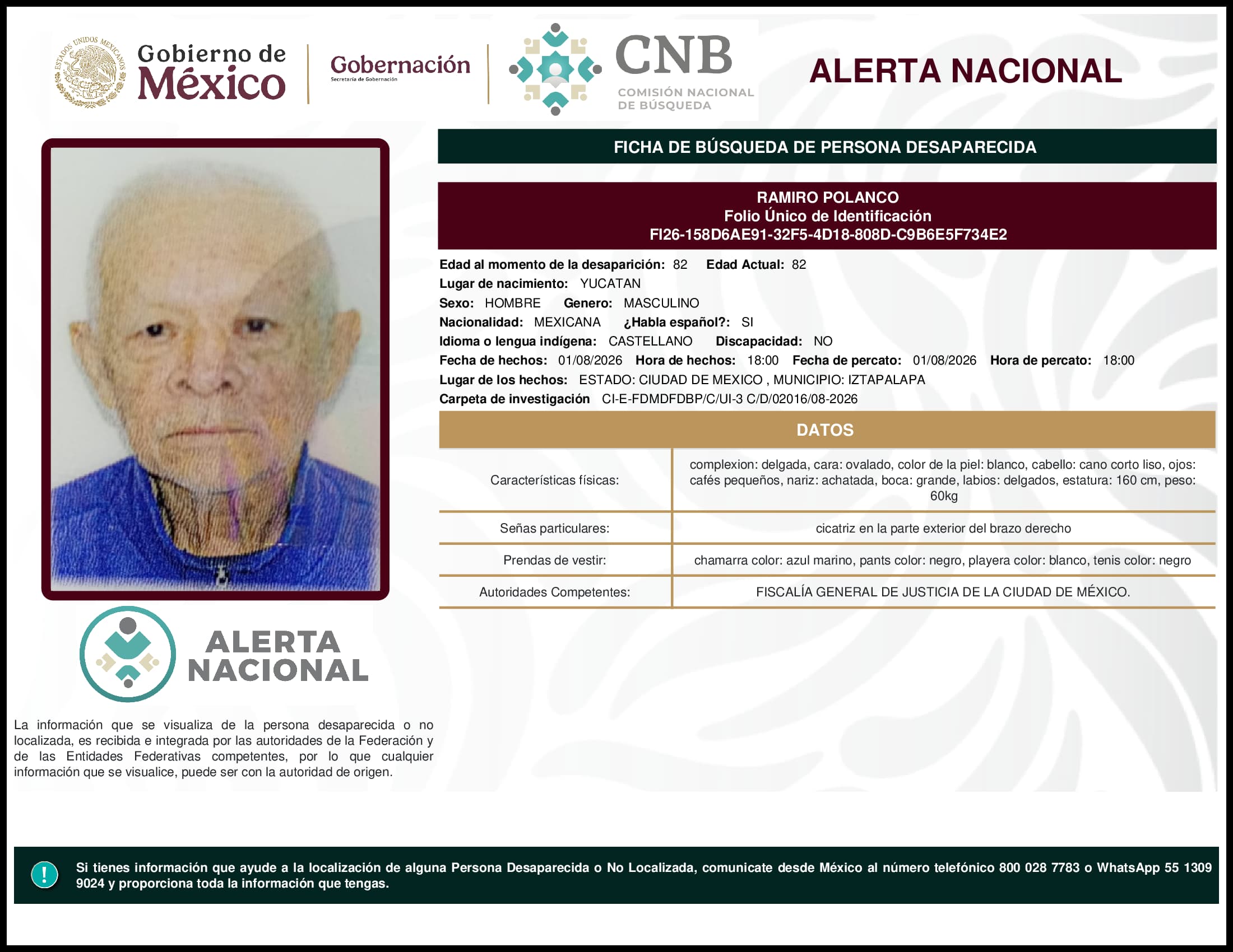 Persona desaparecida Ramiro Polanco