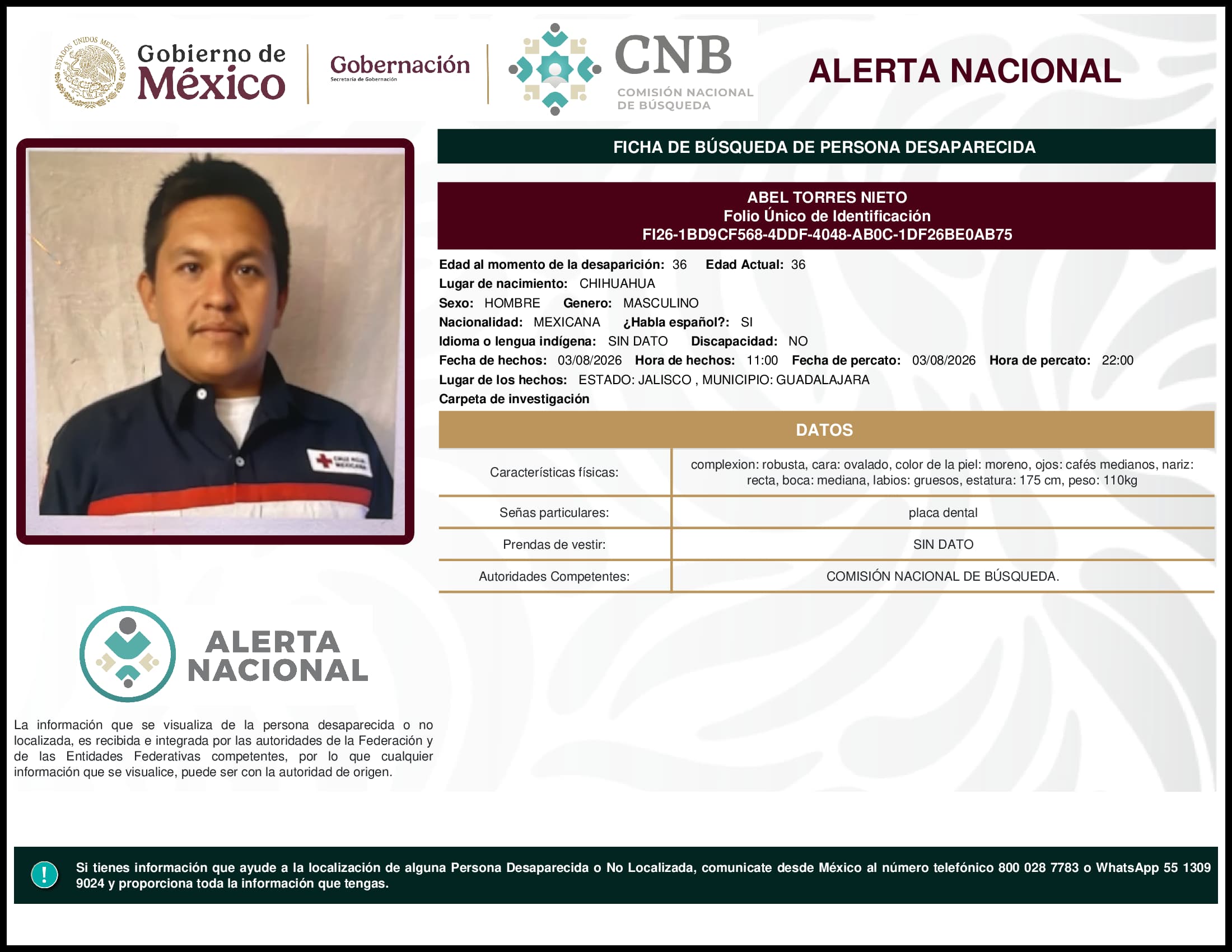Persona desaparecida Abel Torres Nieto