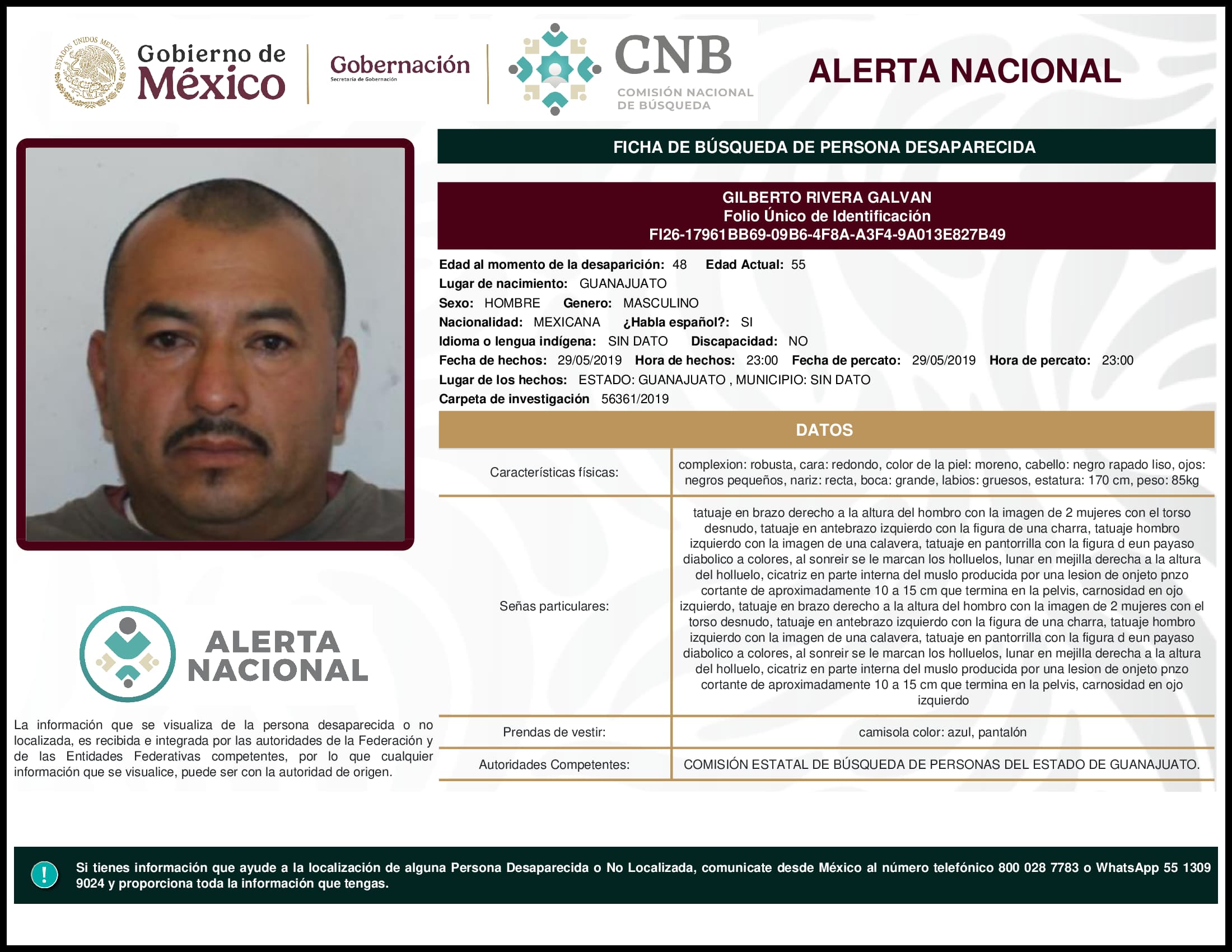 Persona desaparecida Gilberto Rivera Galvan