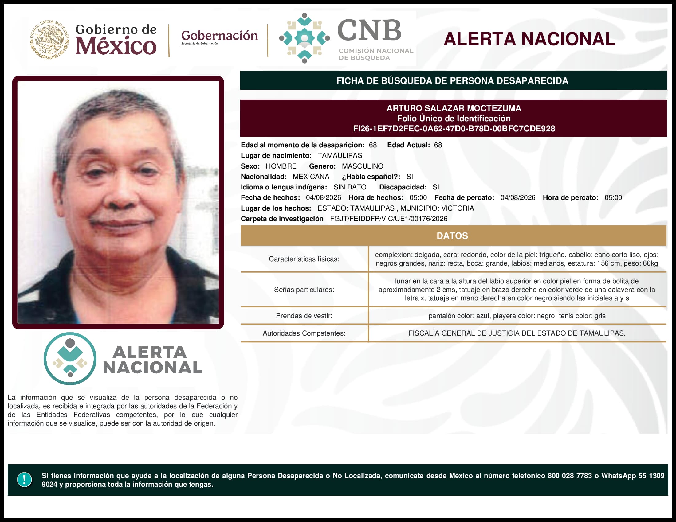 Persona desaparecida Arturo Salazar Moctezuma