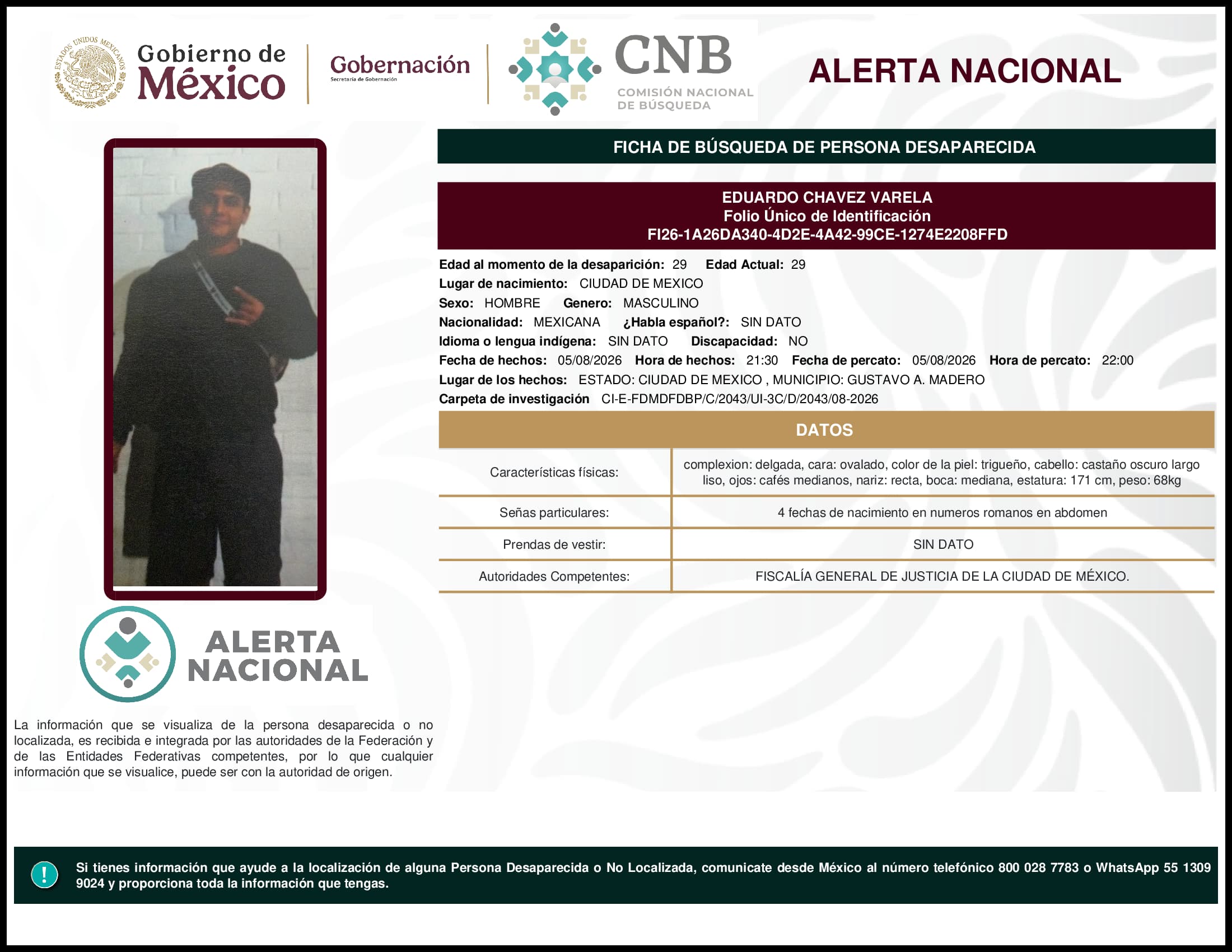 Persona desaparecida Eduardo Chavez Varela