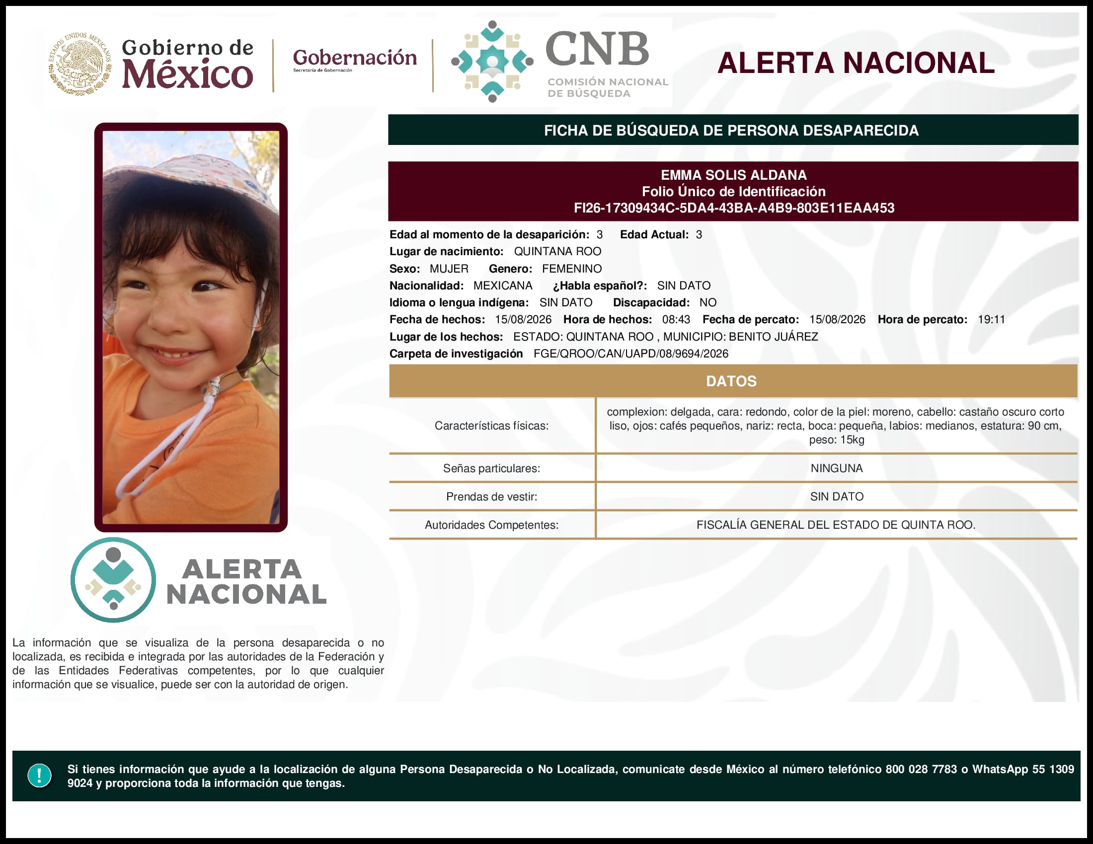 Persona desaparecida Emma Solis Aldana