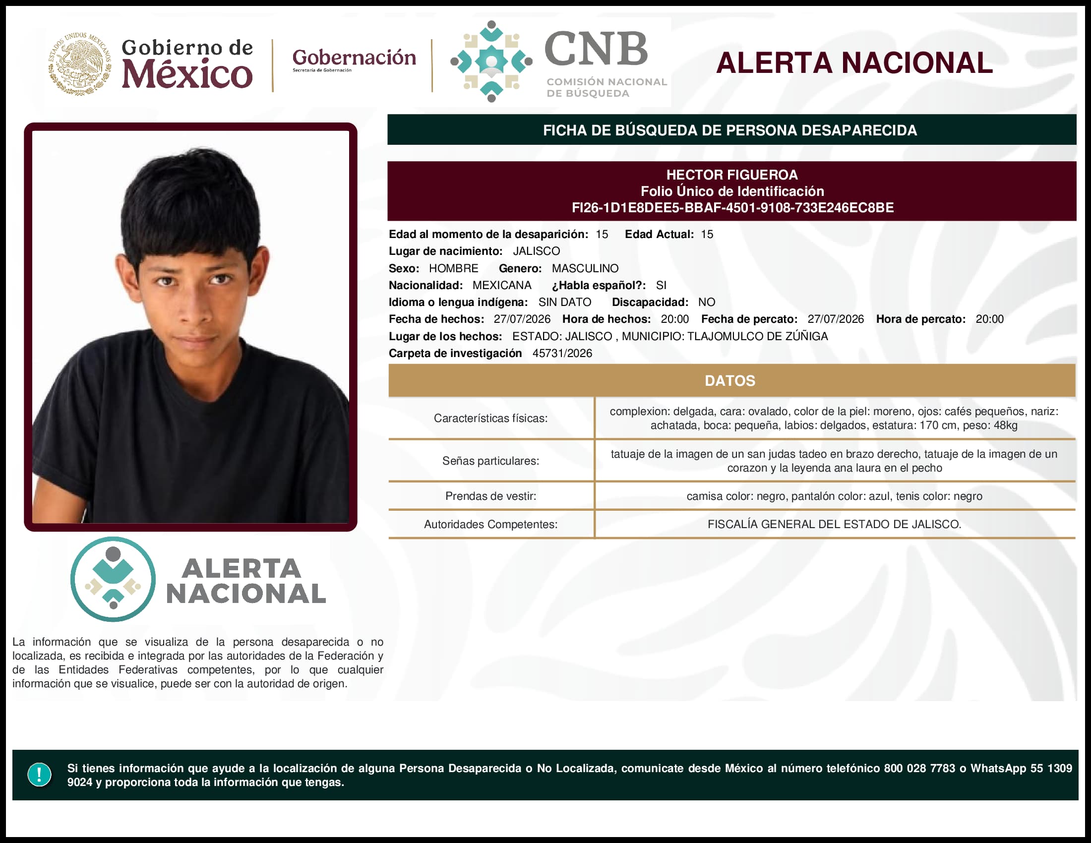Persona desaparecida Hector Figueroa