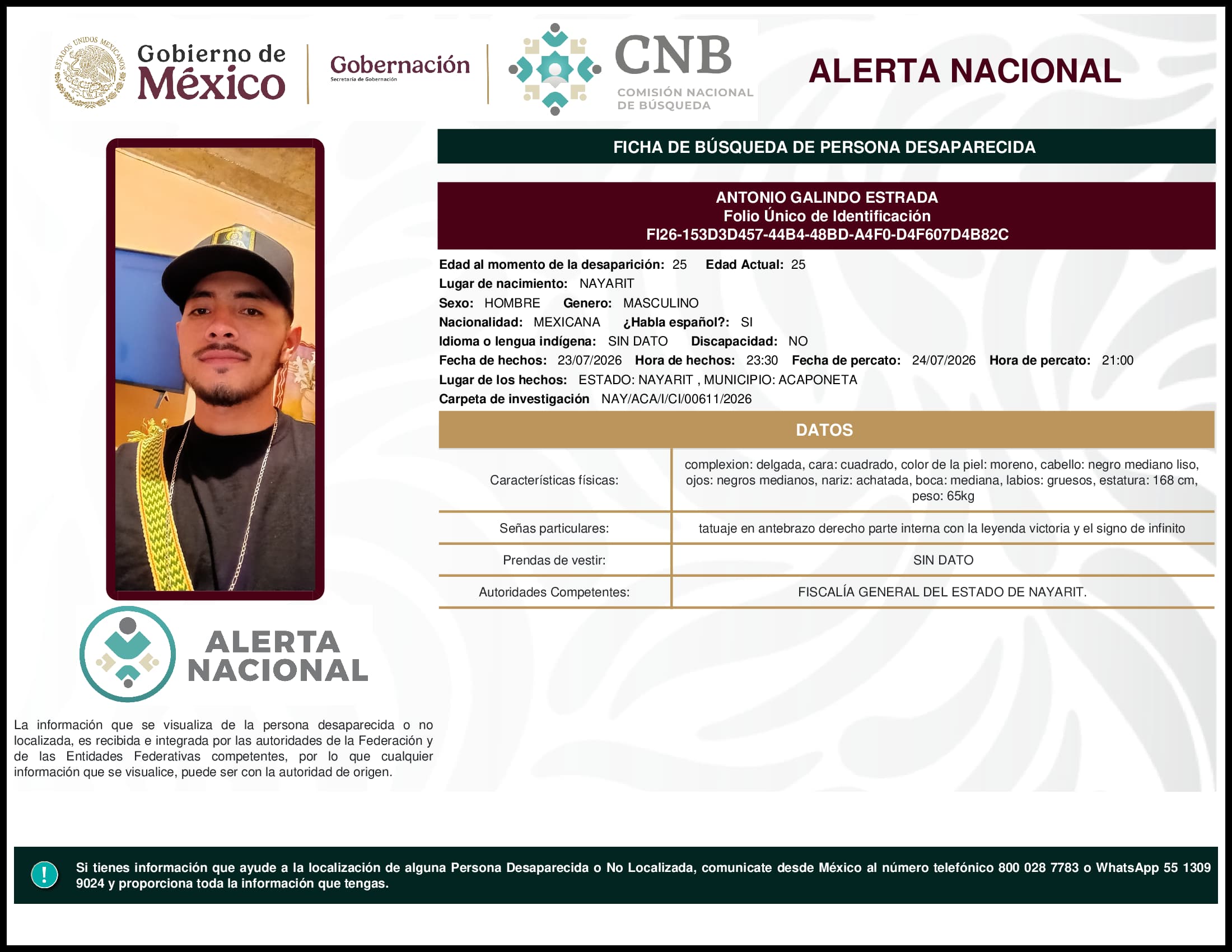 Persona desaparecida Antonio Galindo Estrada