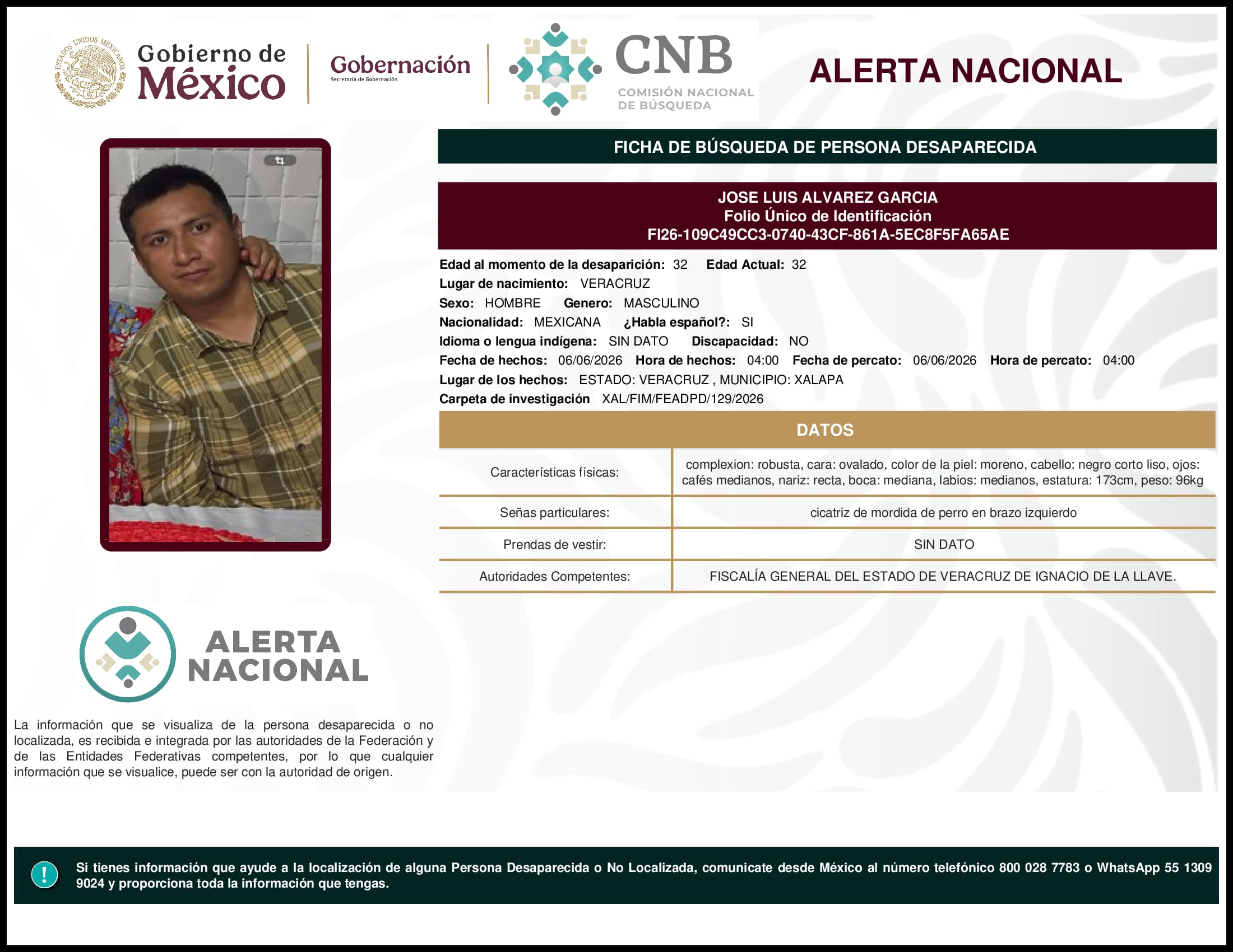 Persona desaparecida Jose Luis Alvarez Garcia