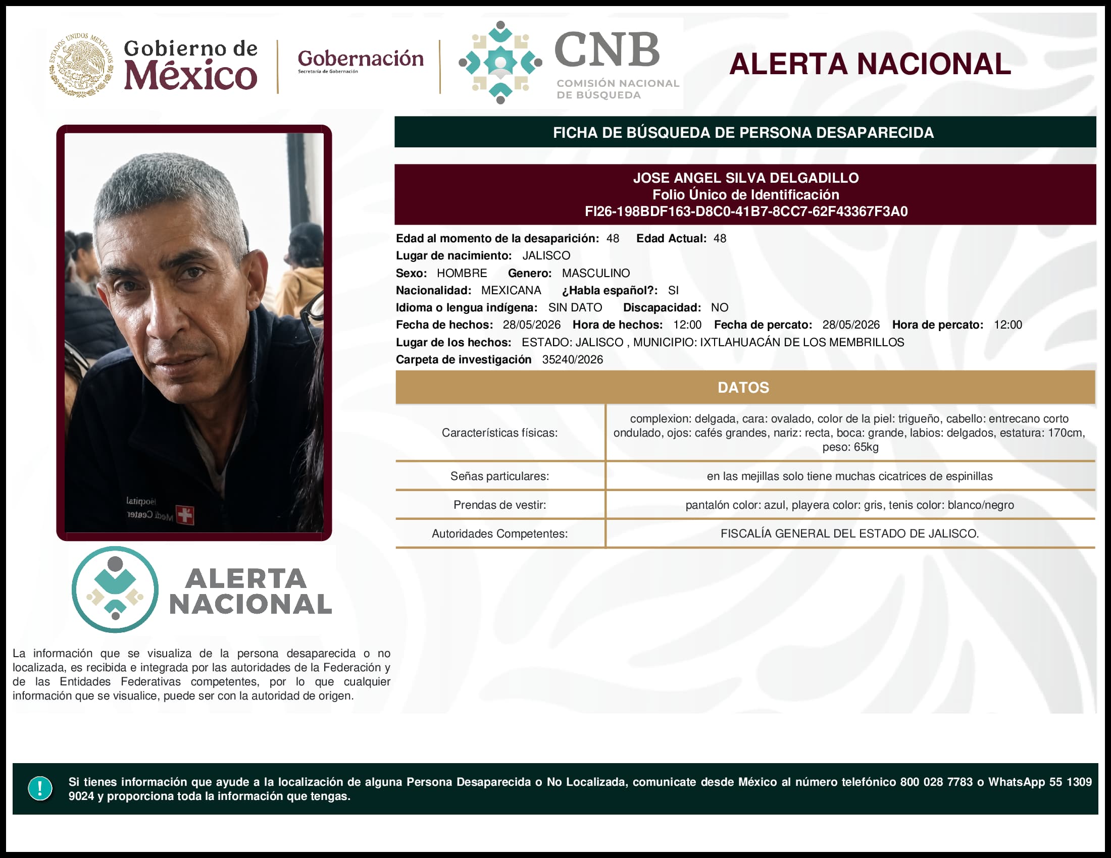 Persona desaparecida Jose Angel Silva Delgadillo