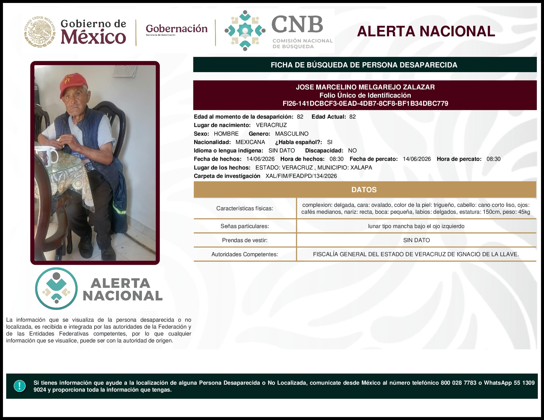 Persona desaparecida Jose Marcelino Melgarejo Zalazar