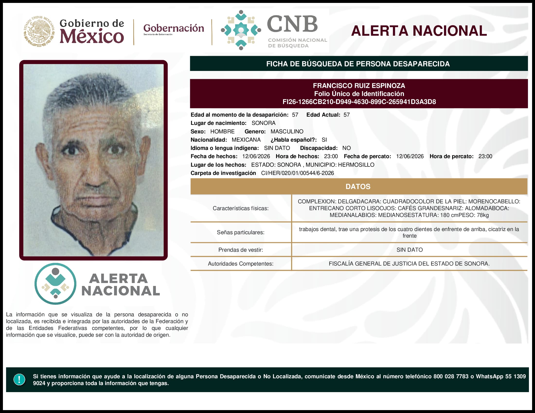 Persona desaparecida Francisco Ruiz Espinoza