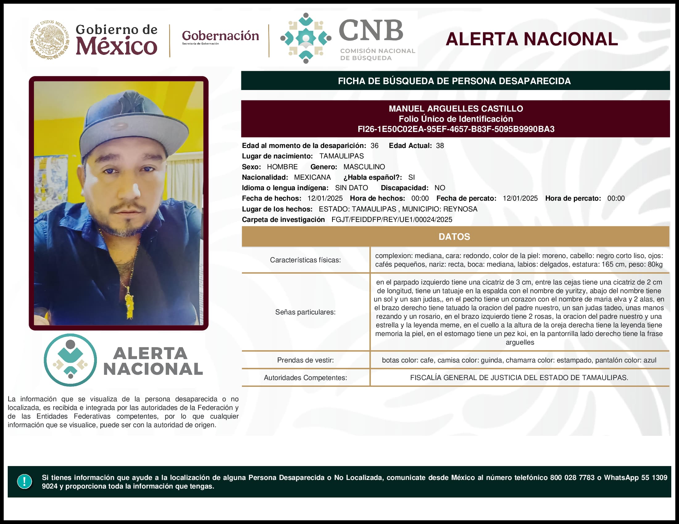 Persona desaparecida Manuel Arguelles Castillo