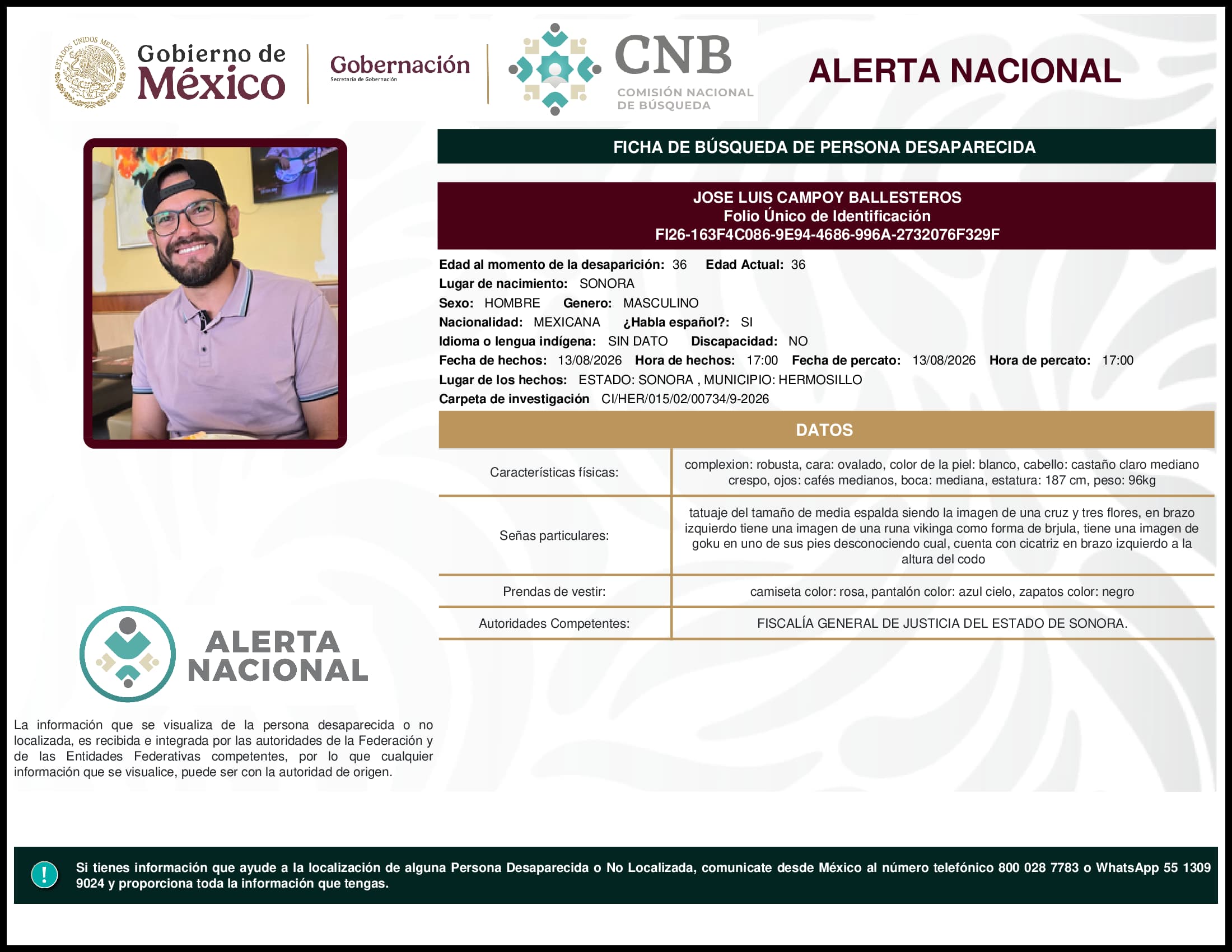 Persona desaparecida Jose Luis Campoy Ballesteros