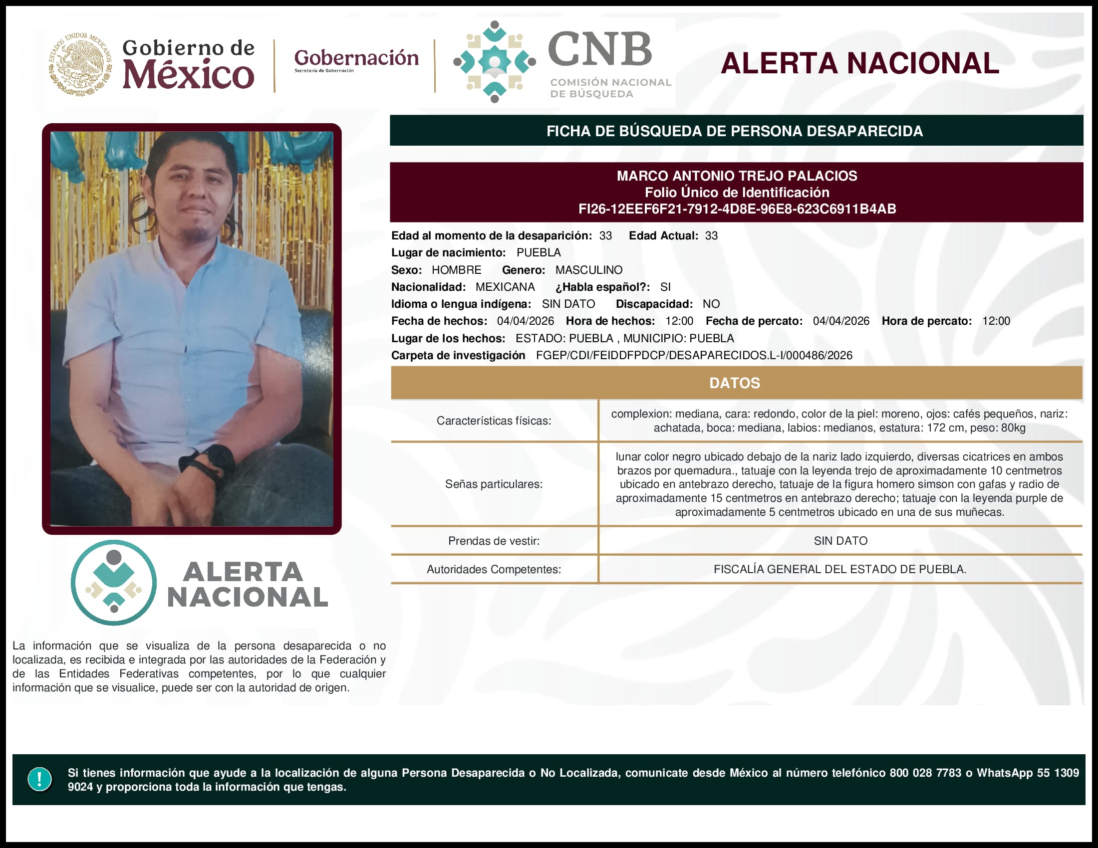 Persona desaparecida Marco Antonio Trejo Palacios