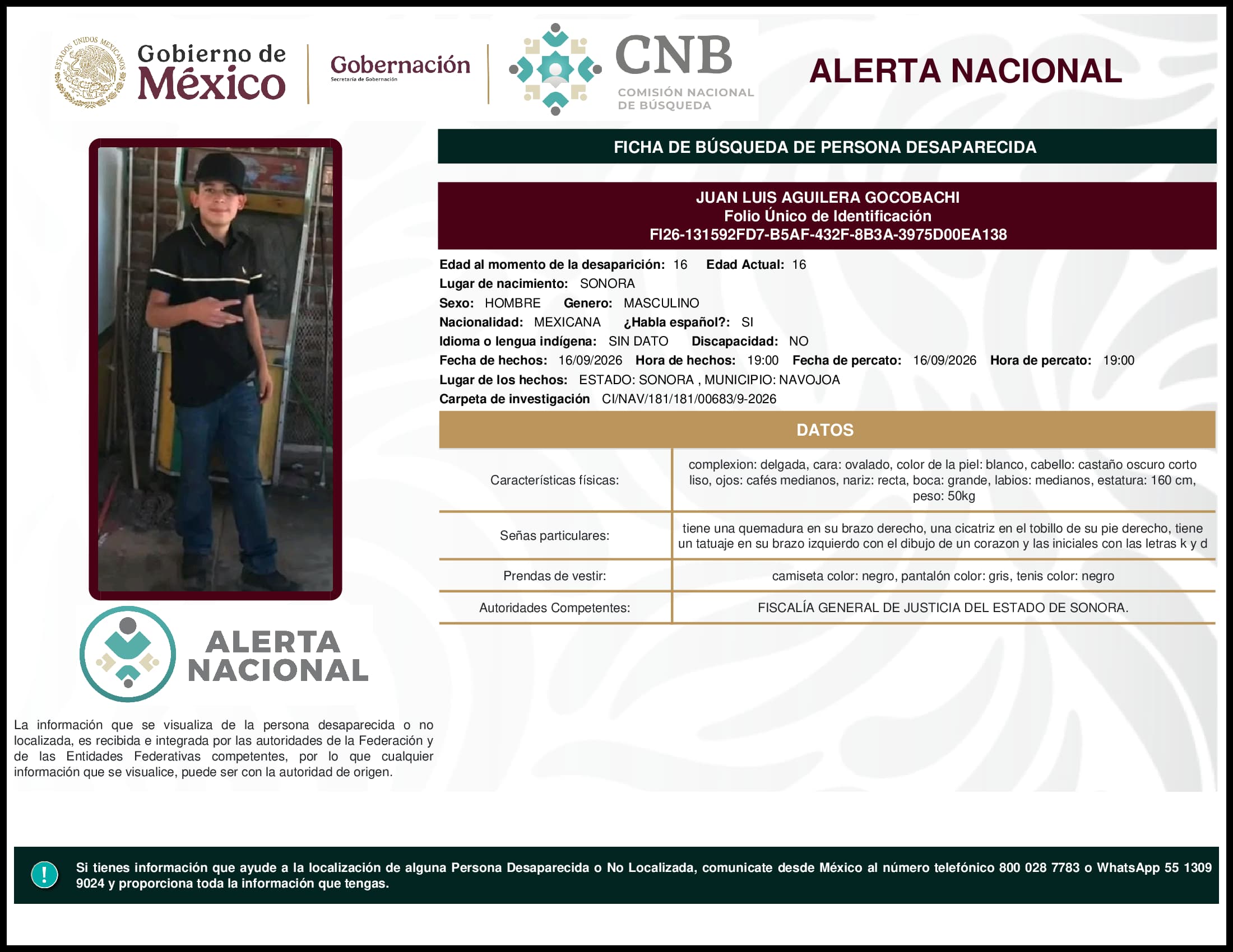 Persona desaparecida Juan Luis Aguilera Gocobachi