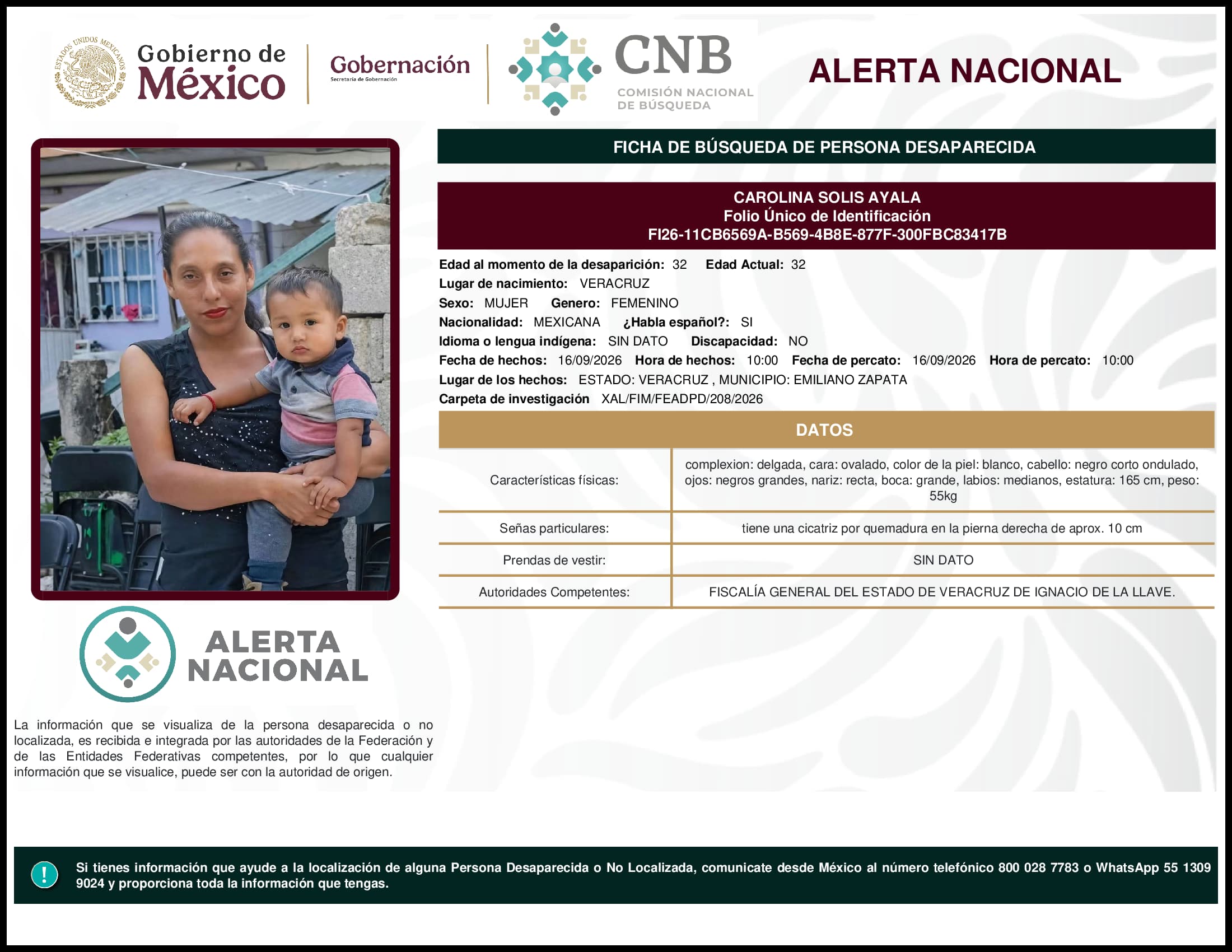 Persona desaparecida Carolina Solis Ayala