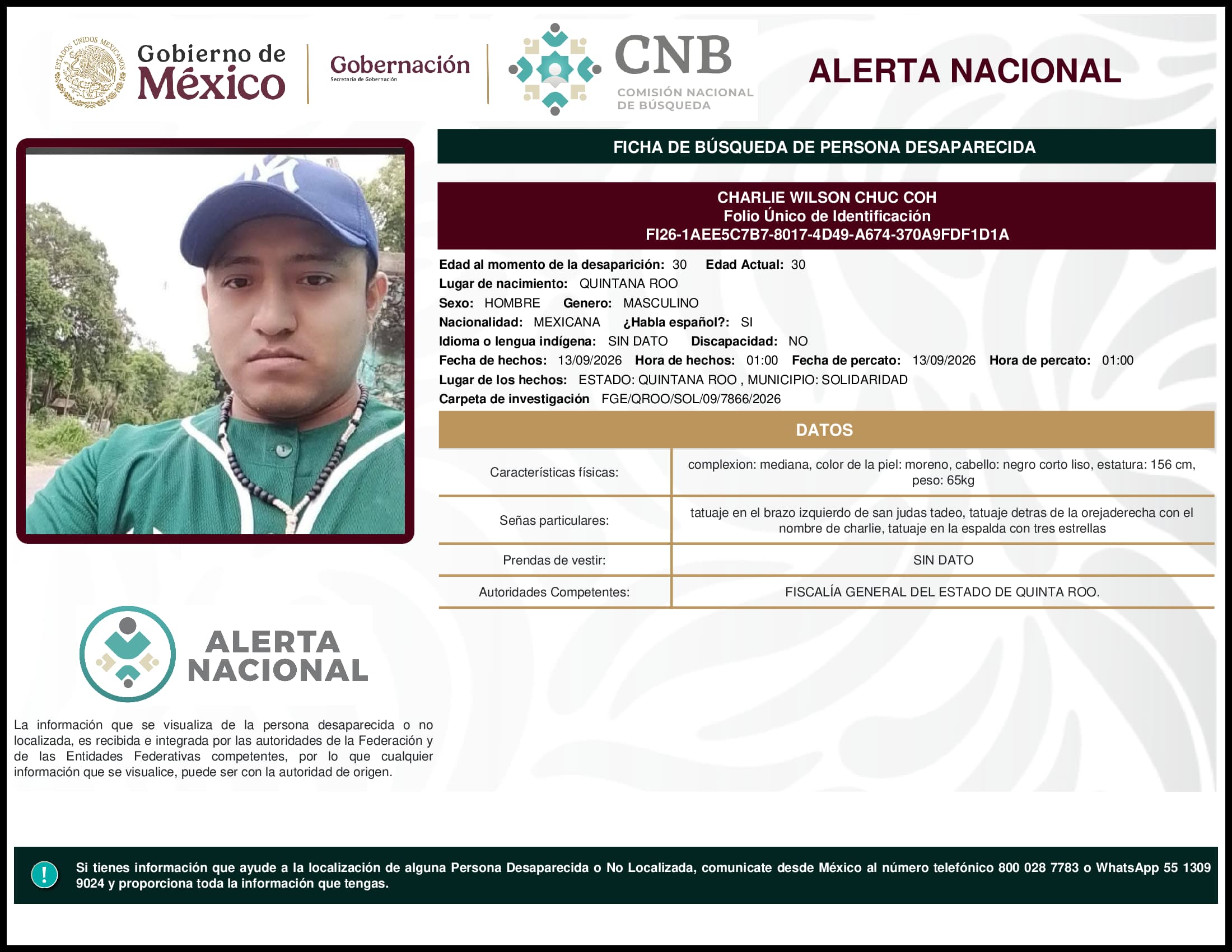 Persona desaparecida Charlie Wilson Chuc Coh
