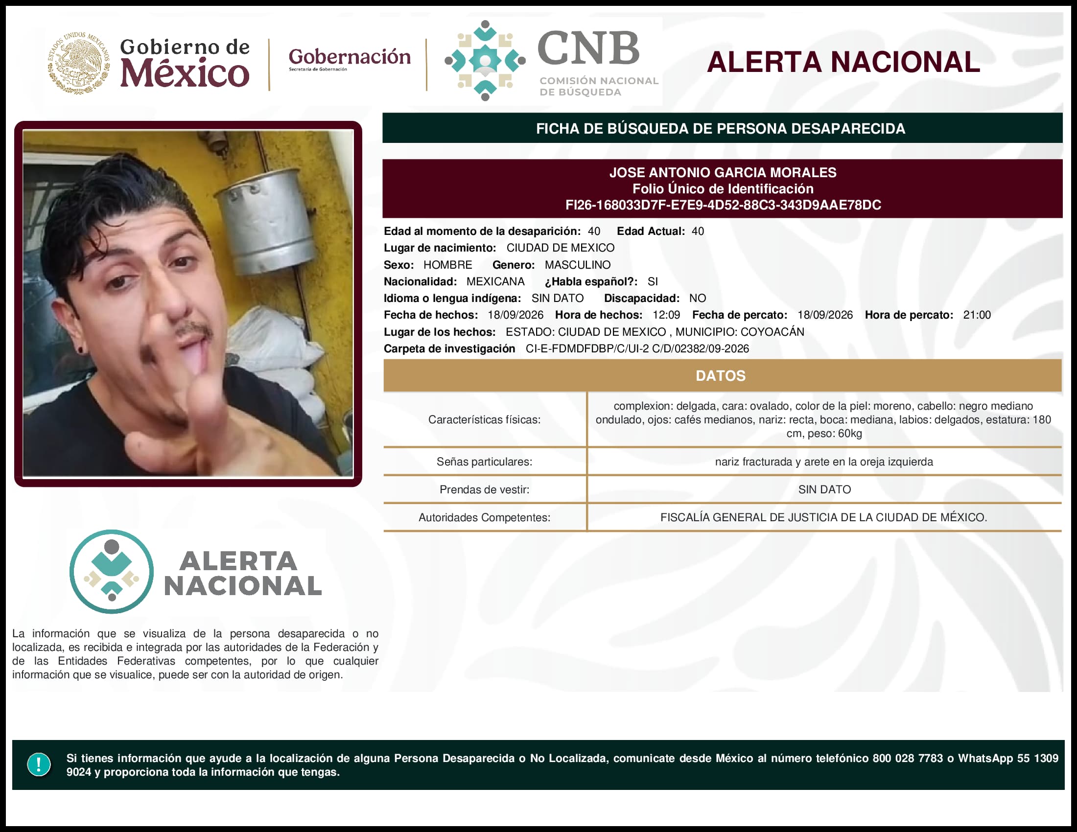 Persona desaparecida Jose Antonio Garcia Morales