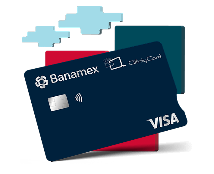 Tarjeta de crédito Affinity Card Banamex vista en diagonal.